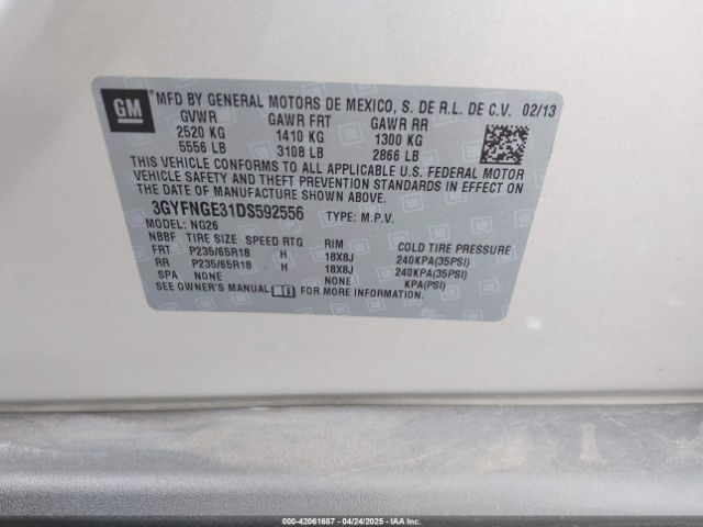 2013 CADILLAC SRX 3GYFNGE31DS592556 Photo 8