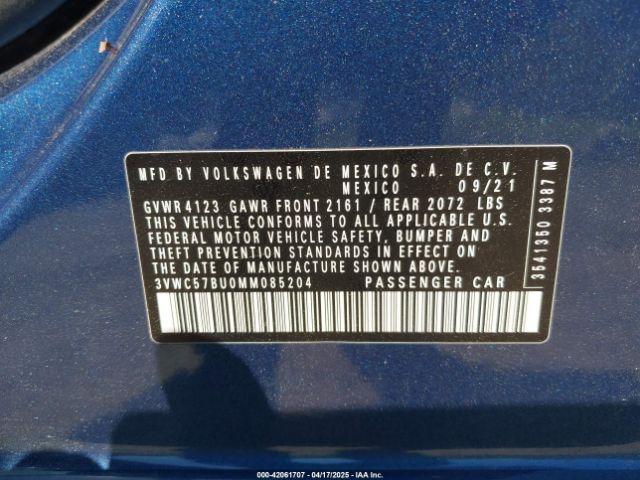 3VWC57BU0MM085204 Volkswagen Jetta 1.4t R-line/1.4t S/1.4t Se