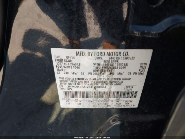 2FMDK3KC2EBB28004 Ford Edge Limited