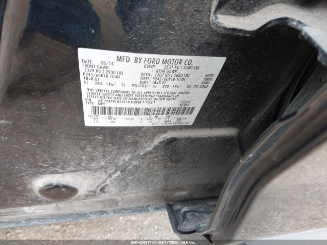 2FMDK4GCXEBB11921 Ford EDGE SE