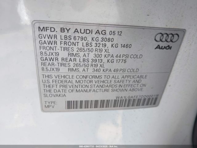 2013 AUDI Q7 WA1LGAFE7DD000118 Photo 8