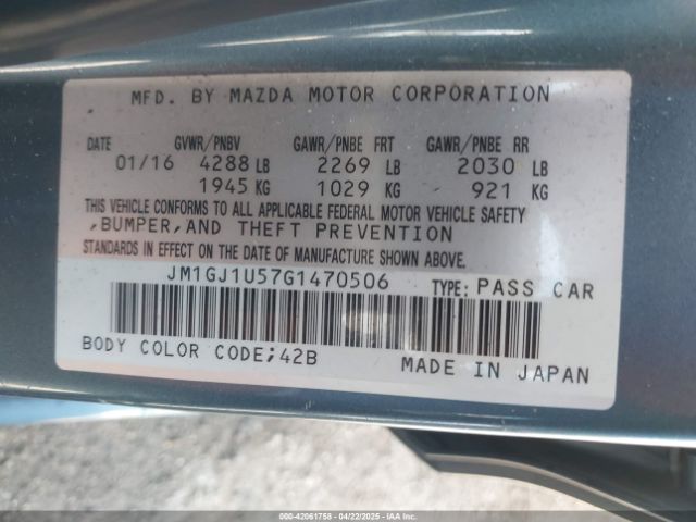 JM1GJ1U57G1470506 Mazda Mazda6 I Sport