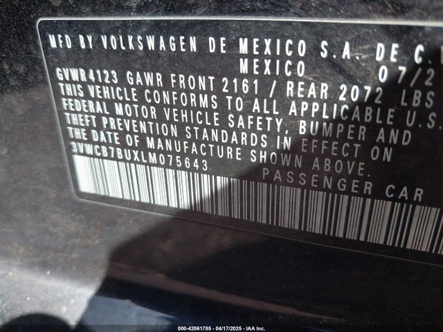 3VWCB7BUXLM075643 Volkswagen Jetta 1.4t R-line/1.4t S/1.4t Se
