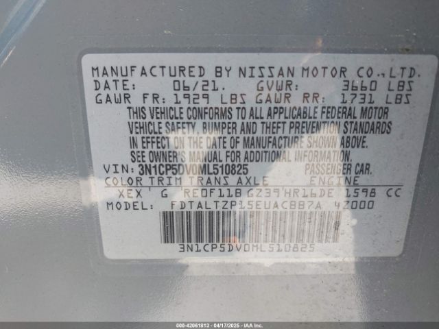 3N1CP5DV0ML510825 Nissan Kicks Sr Xtronic Cvt
