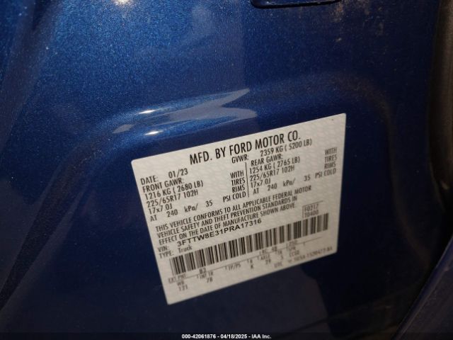 3FTTW8E31PRA17316 Ford Maverick Xlt