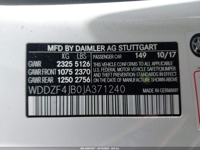 WDDZF4JB0JA371240 Mercedes-Benz E 300