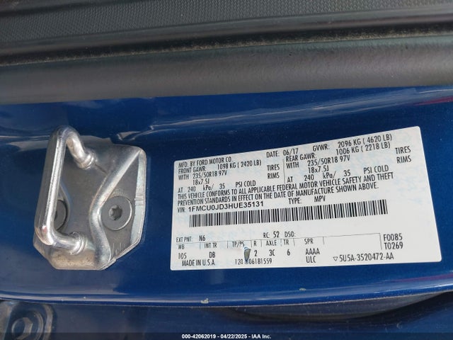 1FMCU0JD3HUE35131 Ford Escape Titanium