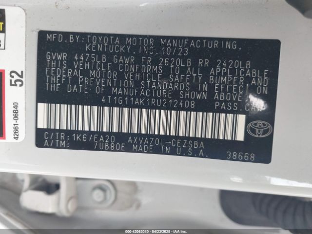 4T1G11AK1RU212408 Toyota a25a-fks