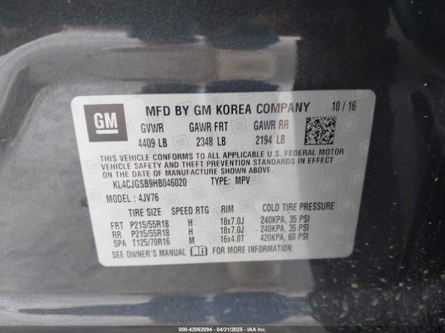 KL4CJGSB9HB046020 Buick Encore Essence