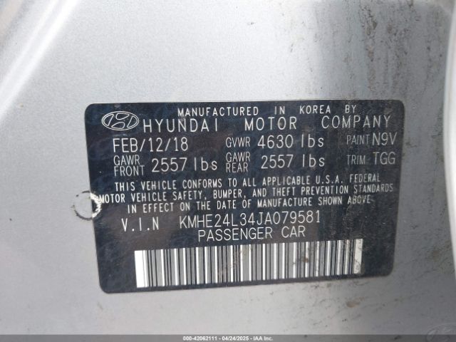 KMHE24L34JA079581 Hyundai Sonata Hybrid Se