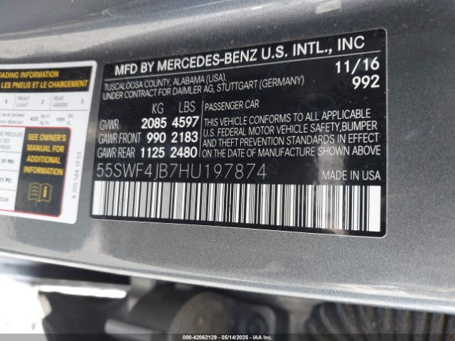 55SWF4JB7HU197874 Mercedes-Benz C 300 Luxury/sport