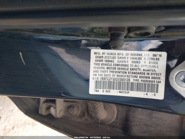 19XFC2F50GE069126 Honda Civic Lx