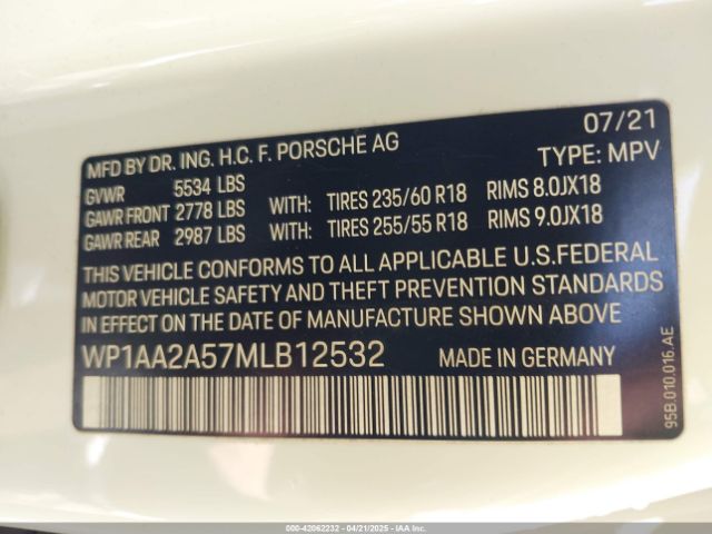WP1AA2A57MLB12532 Porsche Macan