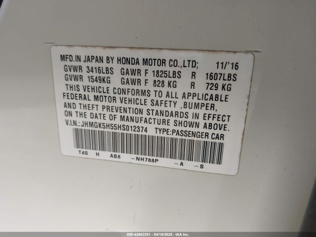 JHMGK5H55HS012374 Honda FIT LX