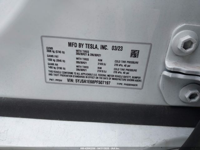 2023 TESLA MODEL S 5YJSA1E68PF507197 Photo 8