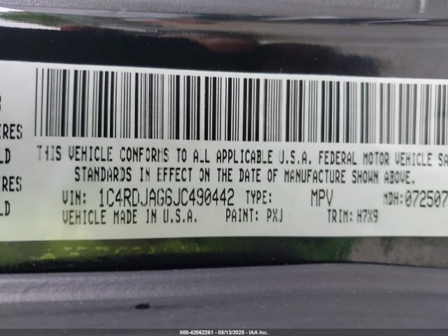 1C4RDJAG6JC490442 Dodge Durango Sxt Awd