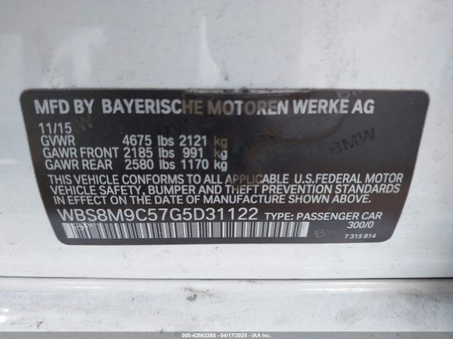 WBS8M9C57G5D31122 BMW M3