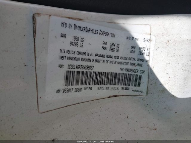 2002 CHRYSLER SEBRING 1C3EL46R22N339637 Photo 8