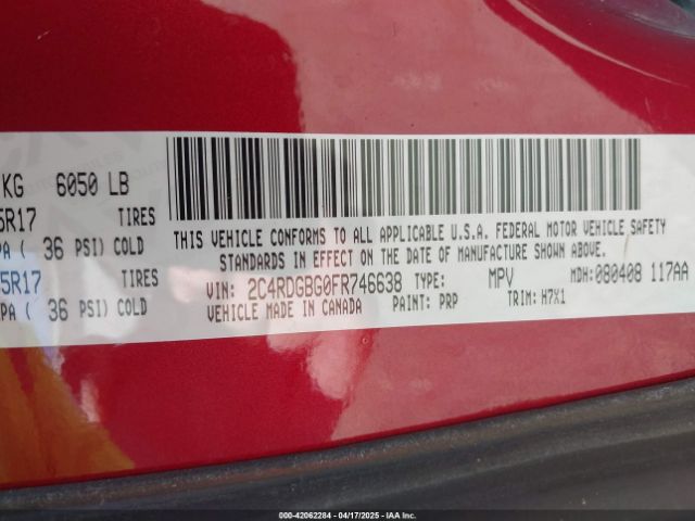2C4RDGBG0FR746638 Dodge Grand Caravan American Value Pkg