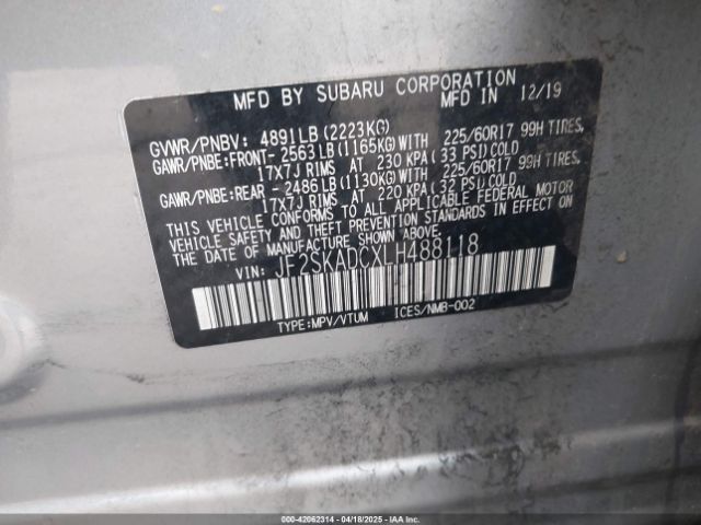 JF2SKADCXLH488118 Subaru Forester