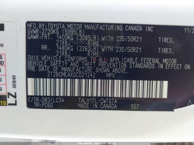 2T2BCMEAXSC021242 Lexus Rx 500h F Sport Performance