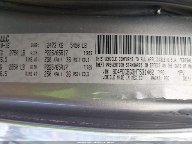 3C4PDCBG3HT531402 Dodge Journey Sxt
