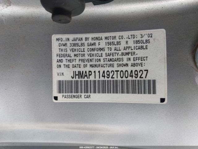 2002 HONDA S2000 JHMAP11492T004927 Photo 8