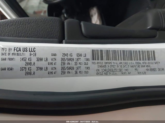 1C4RJEAG9JC511901 Jeep Grand Cherokee Altitude 4x2