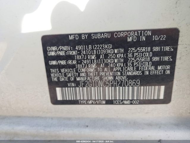 JF2GTDNC5PH270869 Subaru CROSSTREK HYBRID