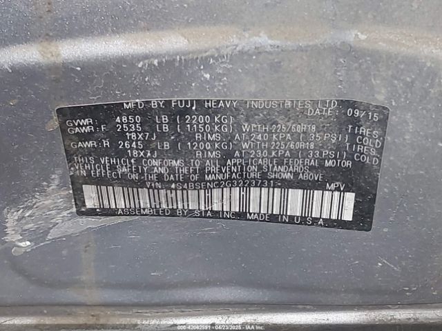 4S4BSENC2G3223731 Subaru Outback 3.6r Limited