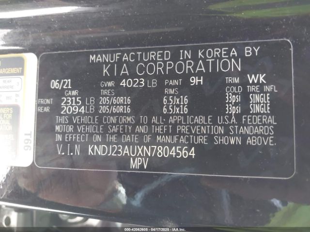 KNDJ23AUXN7804564 KIA SOUL LX