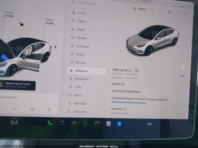 5YJ3E1EB1NF116850 Tesla Model 3 Long Range Dual Motor All-wheel Drive