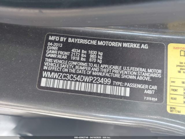 2013 MINI COUNTRYMAN WMWZC3C54DWP23499 Photo 8