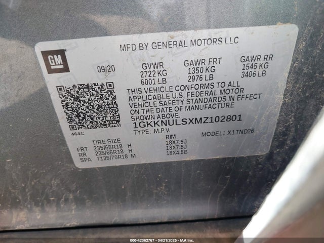 1GKKNULSXMZ102801 GMC Acadia Awd Slt
