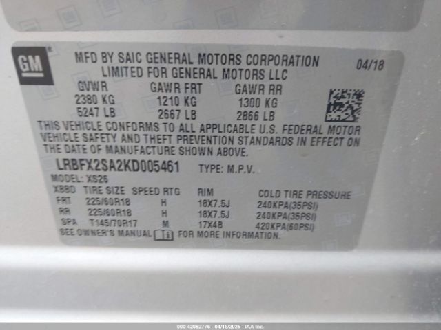 LRBFX2SA2KD005461 Buick Envision Awd Essence