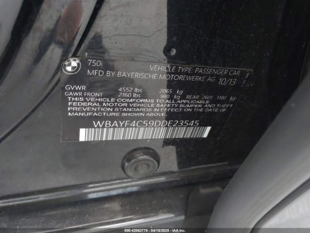 2013 BMW 740LI WBAYF4C59DDE23545 Photo 8