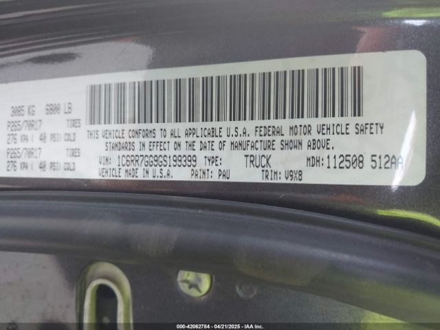 1C6RR7GG9GS199399 RAM 1500 Slt