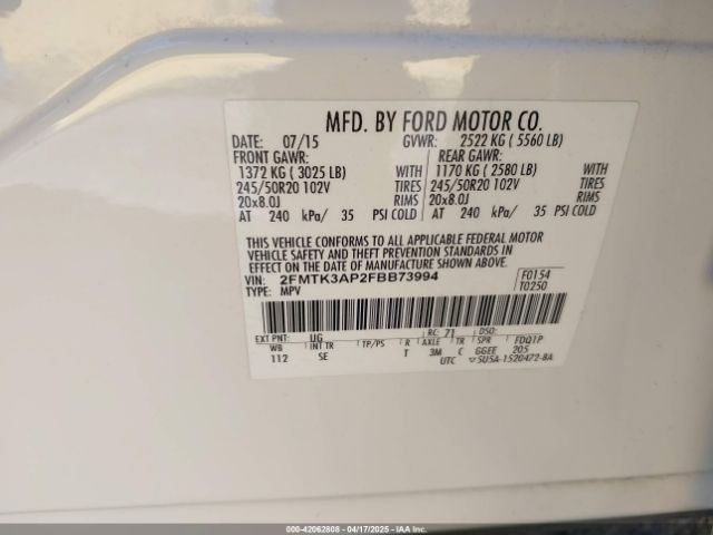 2FMTK3AP2FBB73994 Ford EDGE SPORT
