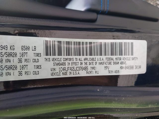 1C4RJFAG5JC376485 Jeep Grand Cherokee Upland 4x4
