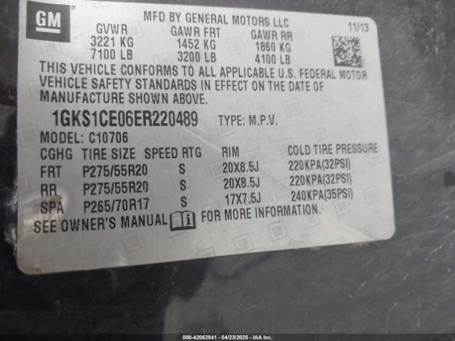 1GKS1CE06ER220489 GMC YUKON SLT
