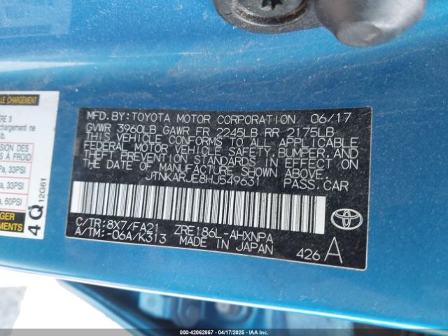 JTNKARJE8HJ549631 Toyota COROLLA IM
