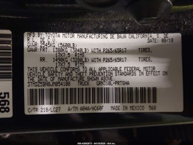 3TMDZ5BN8JM054108 Toyota Tacoma Trd Sport