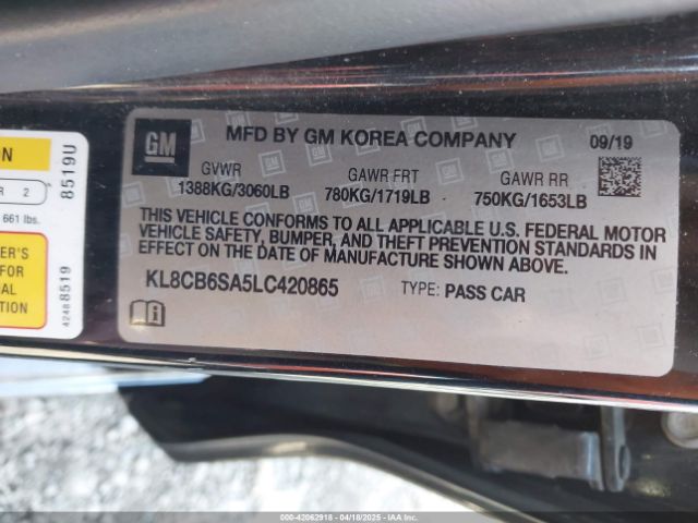 KL8CB6SA5LC420865 Chevrolet Spark Fwd Ls Automatic