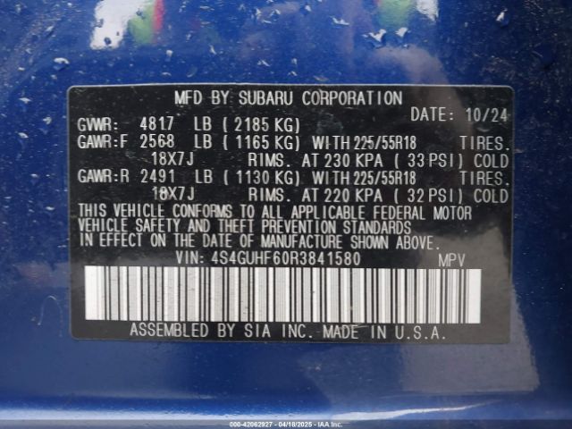 4S4GUHF60R3841580 Subaru Crosstrek Sport