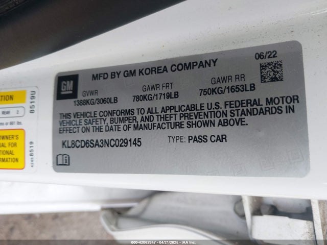 Chevrolet Spark Fwd 1lt Automatic 2022 KL8CD6SA3NC029145 Image 9