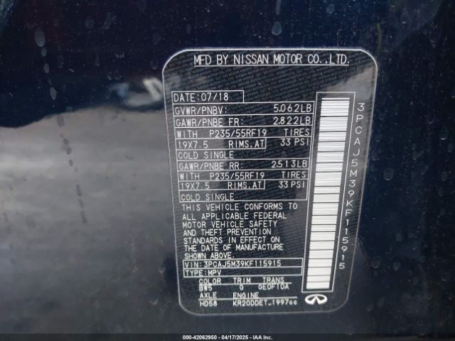 3PCAJ5M39KF115915 Infiniti Qx50 Essential