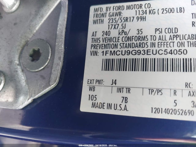 1FMCU9G93EUC54050 Ford ESCAPE SE