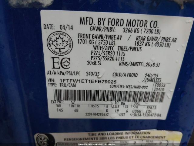 1FTFW1ET1EFB79025 Ford F-150 Fx4