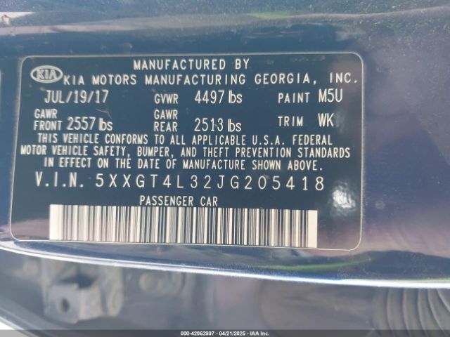 5XXGT4L32JG205418 KIA Optima S