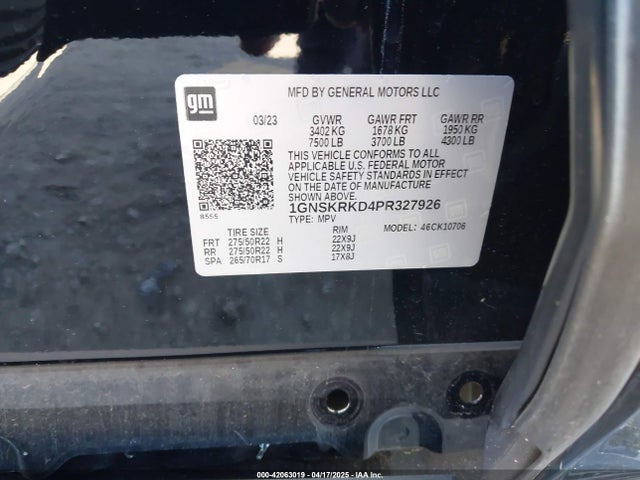 1GNSKRKD4PR327926 Chevrolet Tahoe 4wd Rst